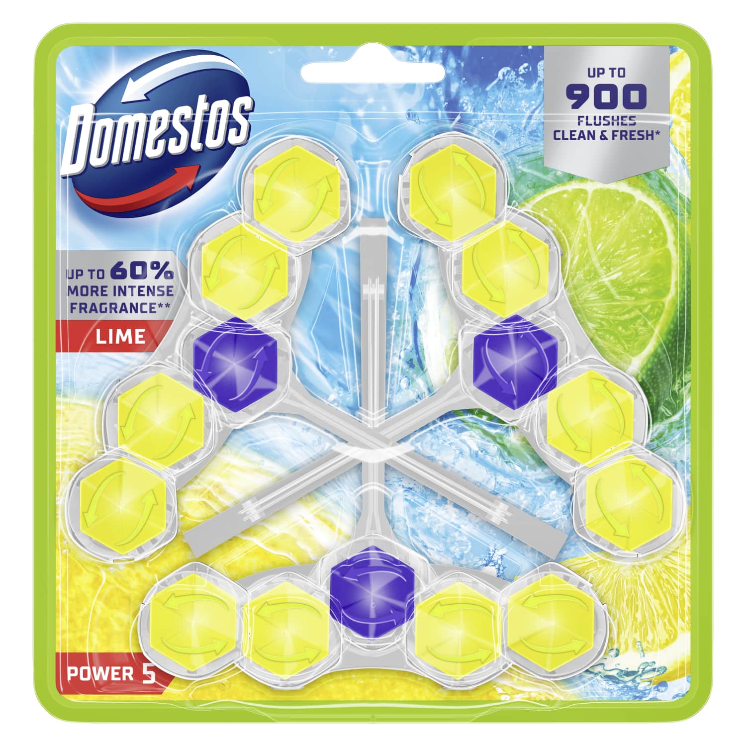 Tualeto blokelis DOMESTOS P5 LIME, 3 x 50 g