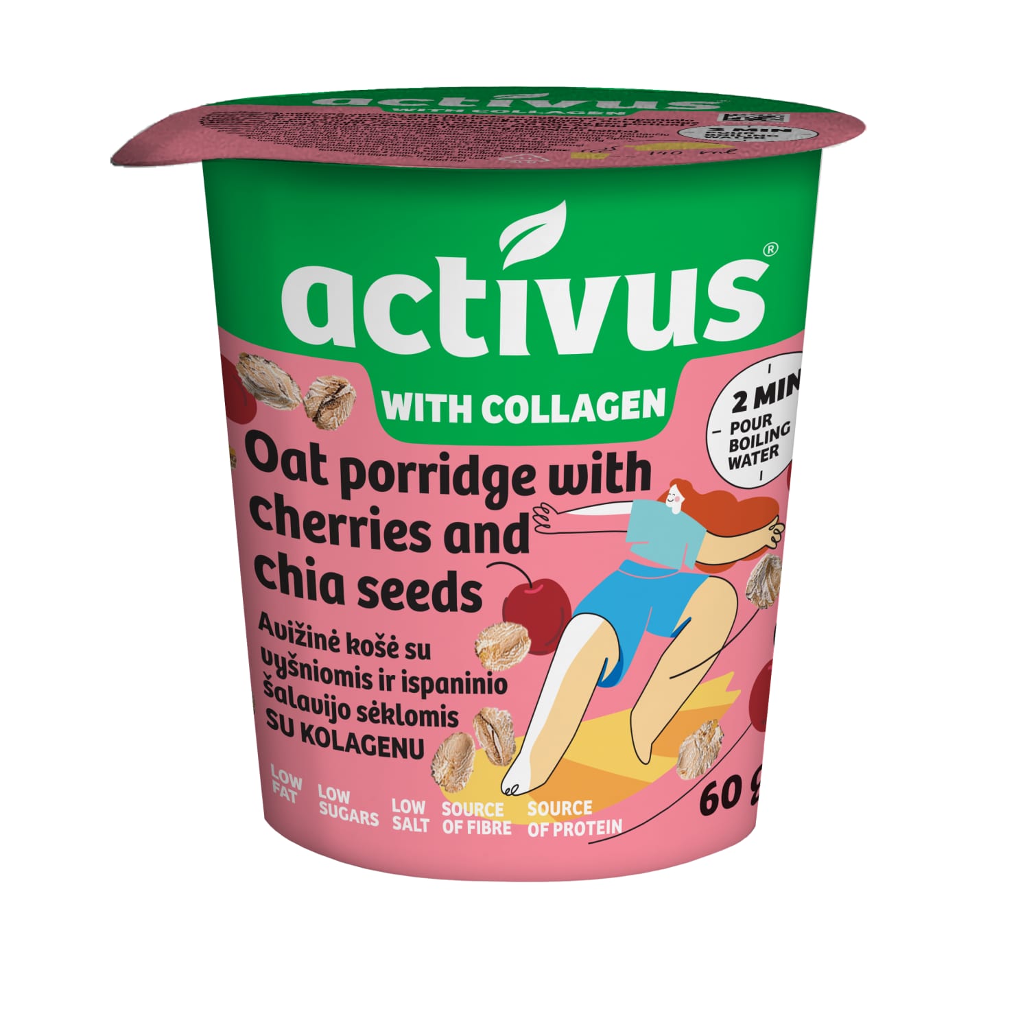 Овсяная каша ACTIVUS, с вишней, семенами чиа, 60 г
