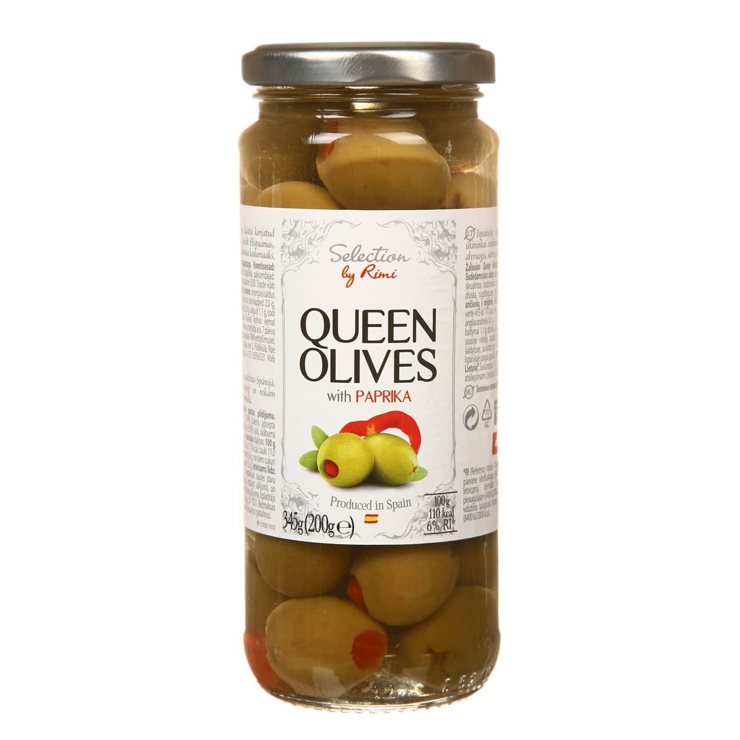 Olives with pepper SELECT. BY RIMI, 345 g / 200 g