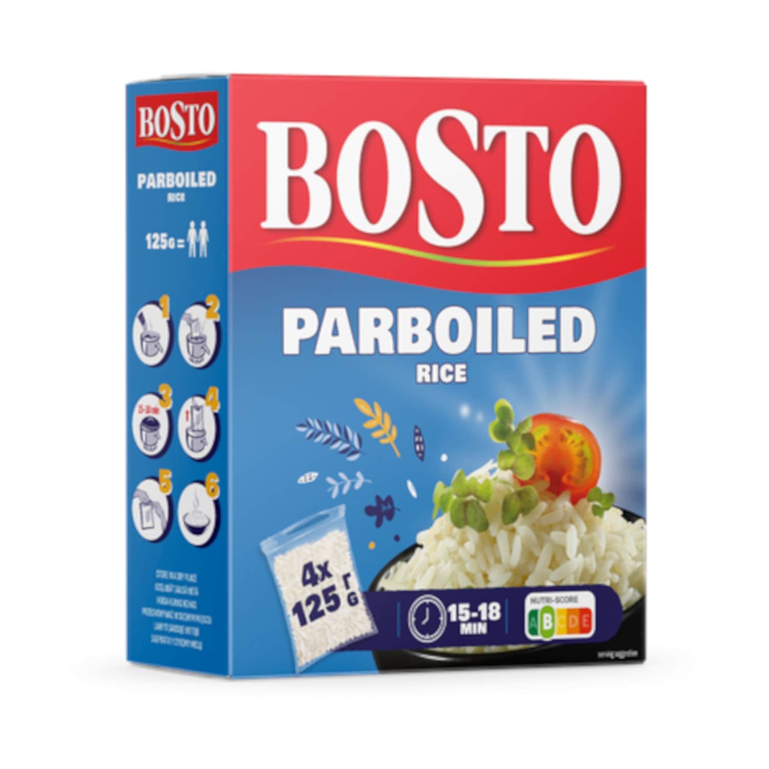 Plikyti ryžiai BOSTO, 4 x 125 g