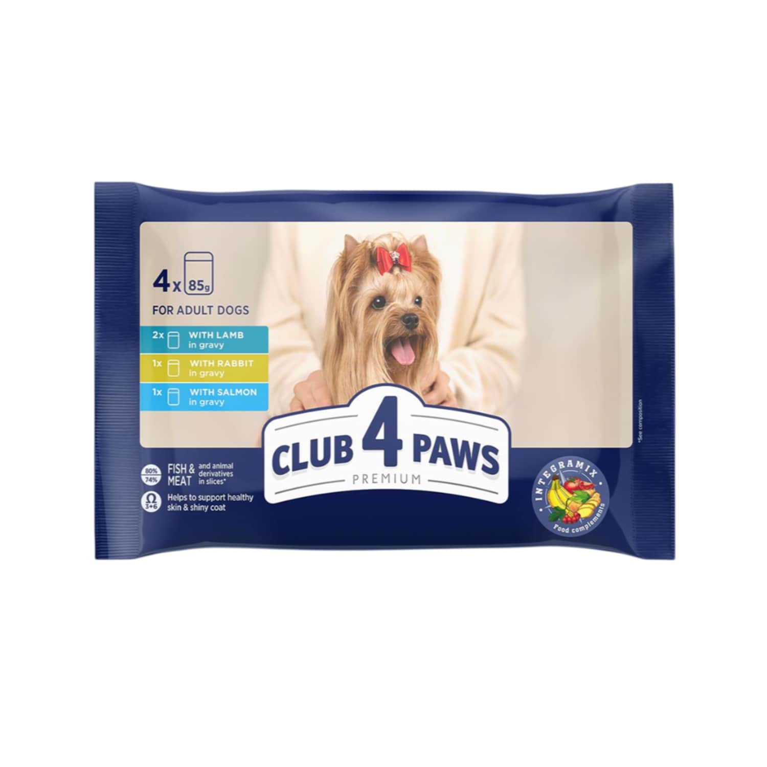 Šunų ėd. triuš., lašiša CLUB 4 PAWS, 4x85 g