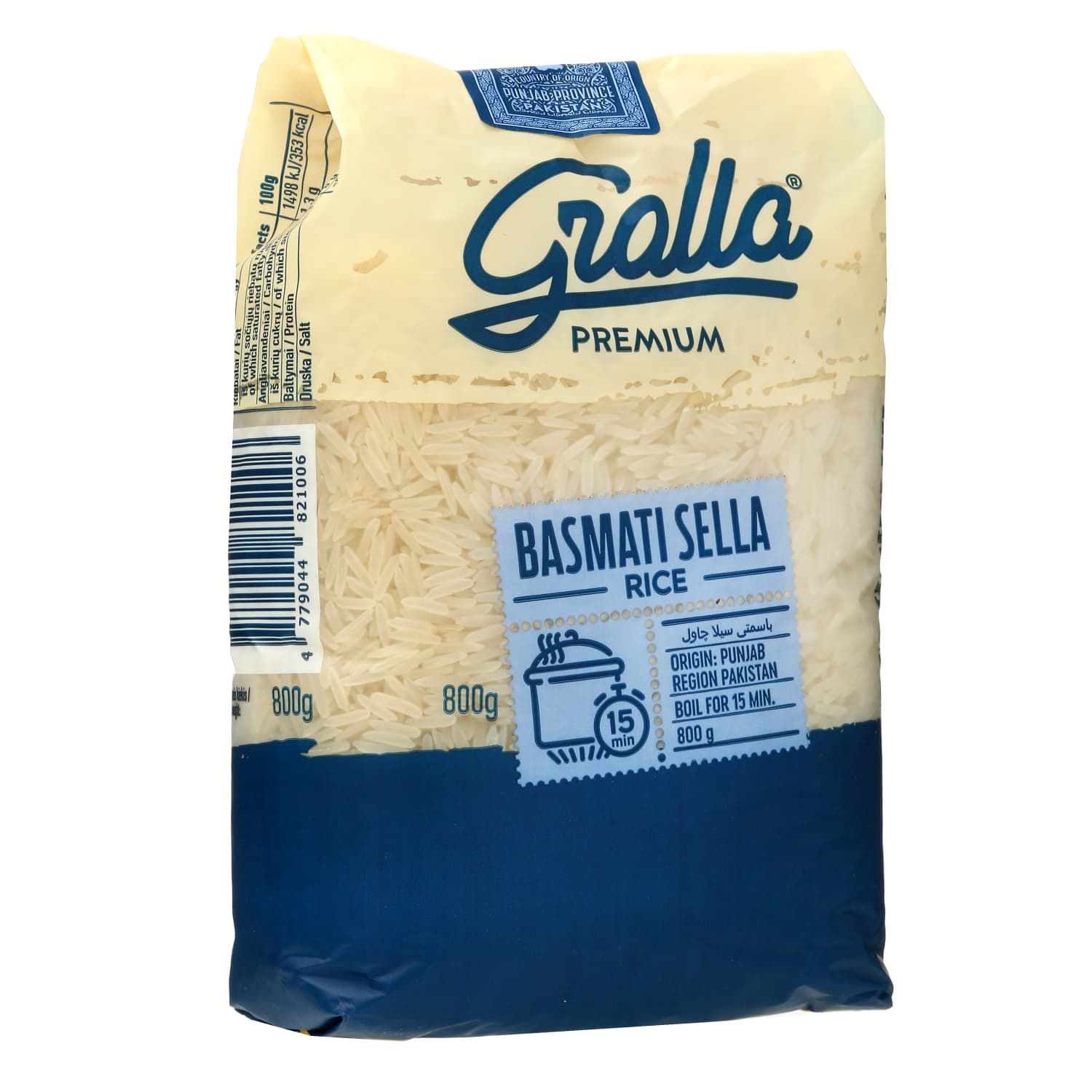 Long grain BASMATI SELLA rice GRALLA, 800 g