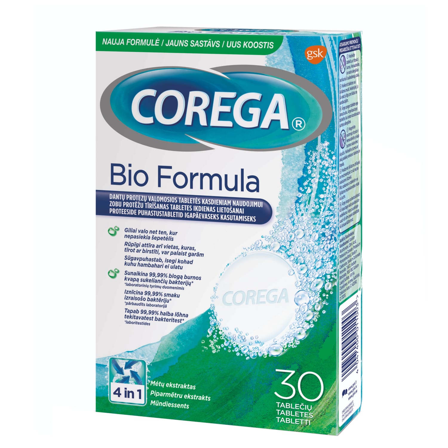 Denture cleaner COREGA TABS BIO FORMULA, 30 pcs.