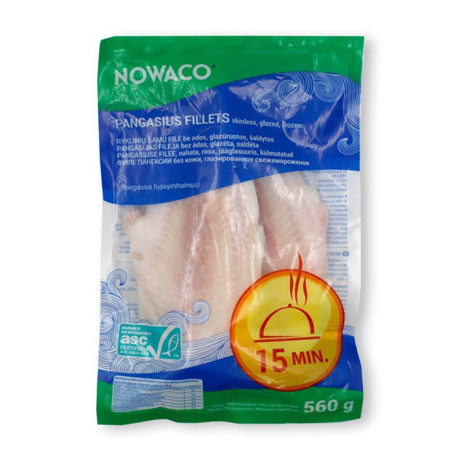 Замороженное филе пангасиуса без кожи NOWACO, ASC