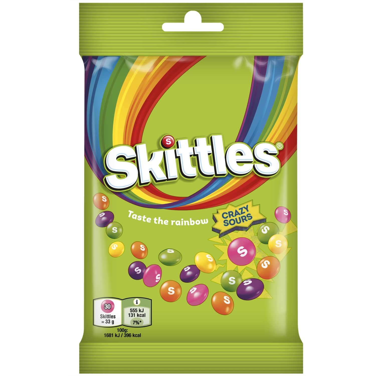 Sour fruit flavor candies SKITTLES CRAZY, 95 g