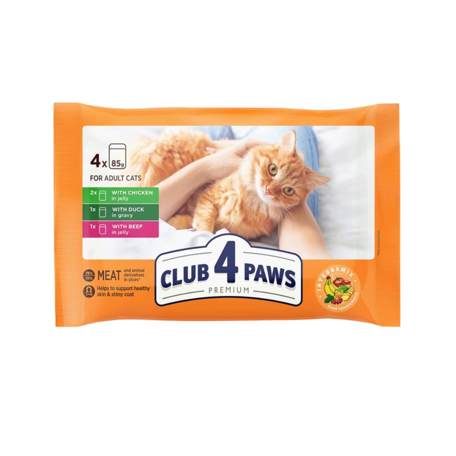 Kačių ėd. su višt., jaut. CLUB 4 PAWS, 4x85 g