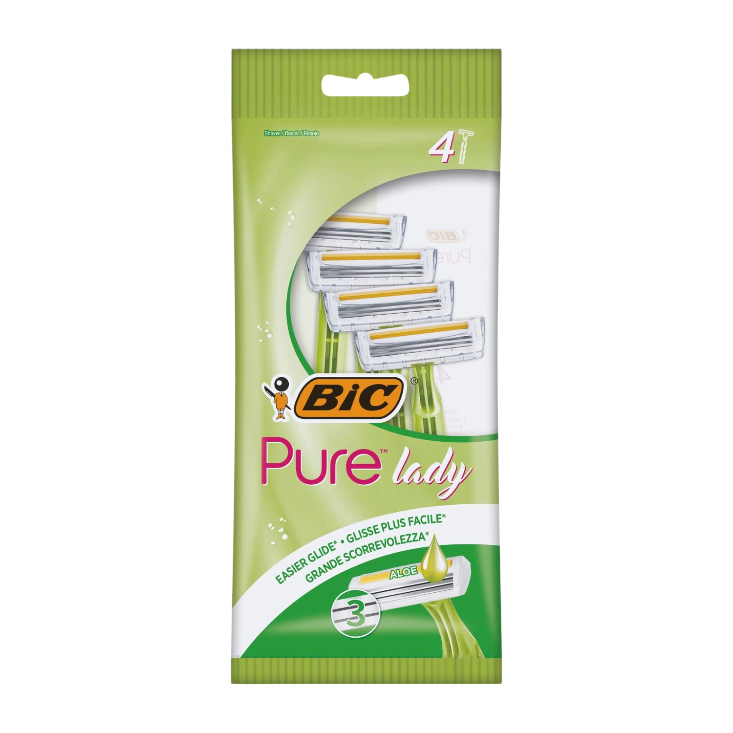 Mot. vienk. skustuvai BIC PURE3 LADY, 4 vnt.