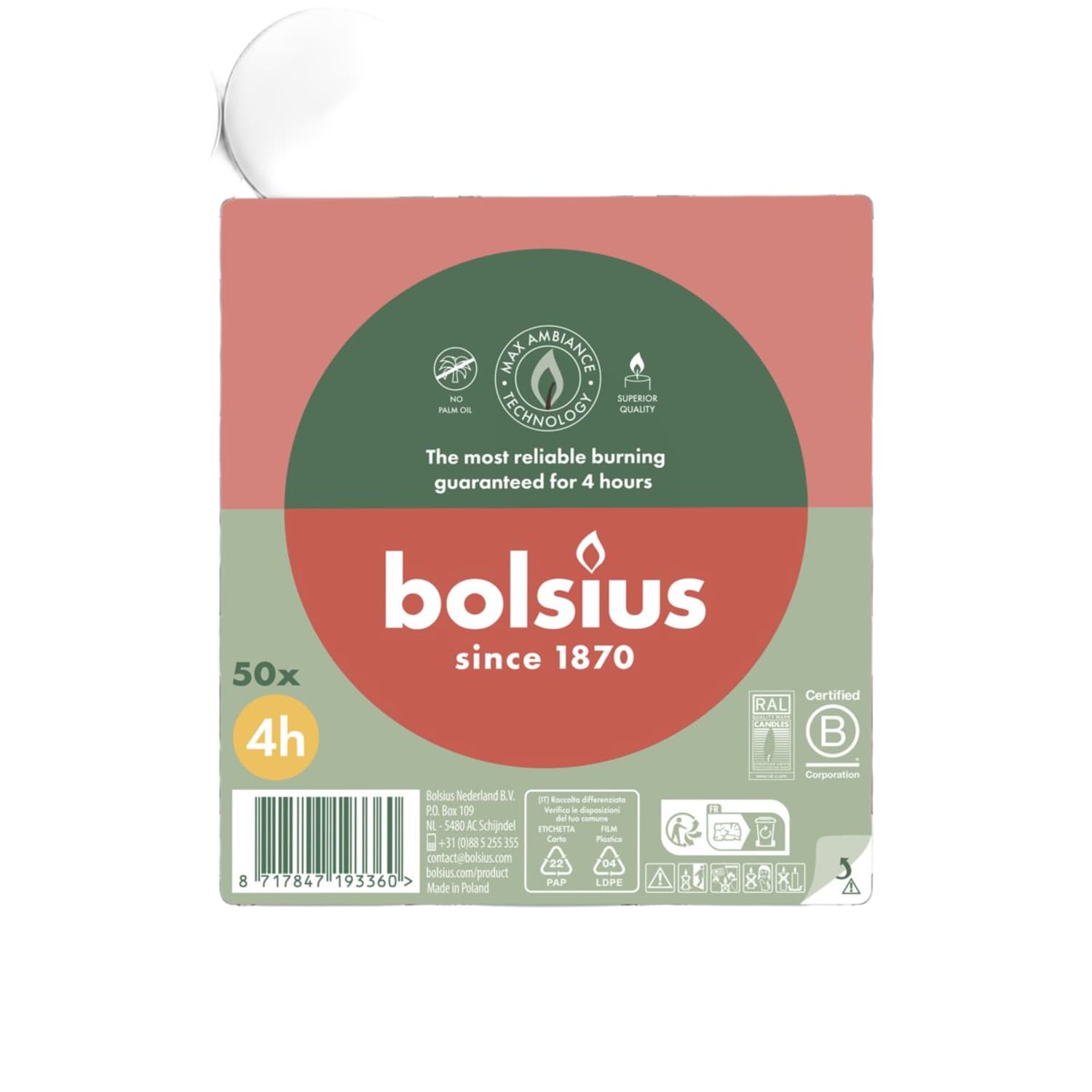 Arbatinės žvakutės BOLSIUS, 50 vnt., 4 h