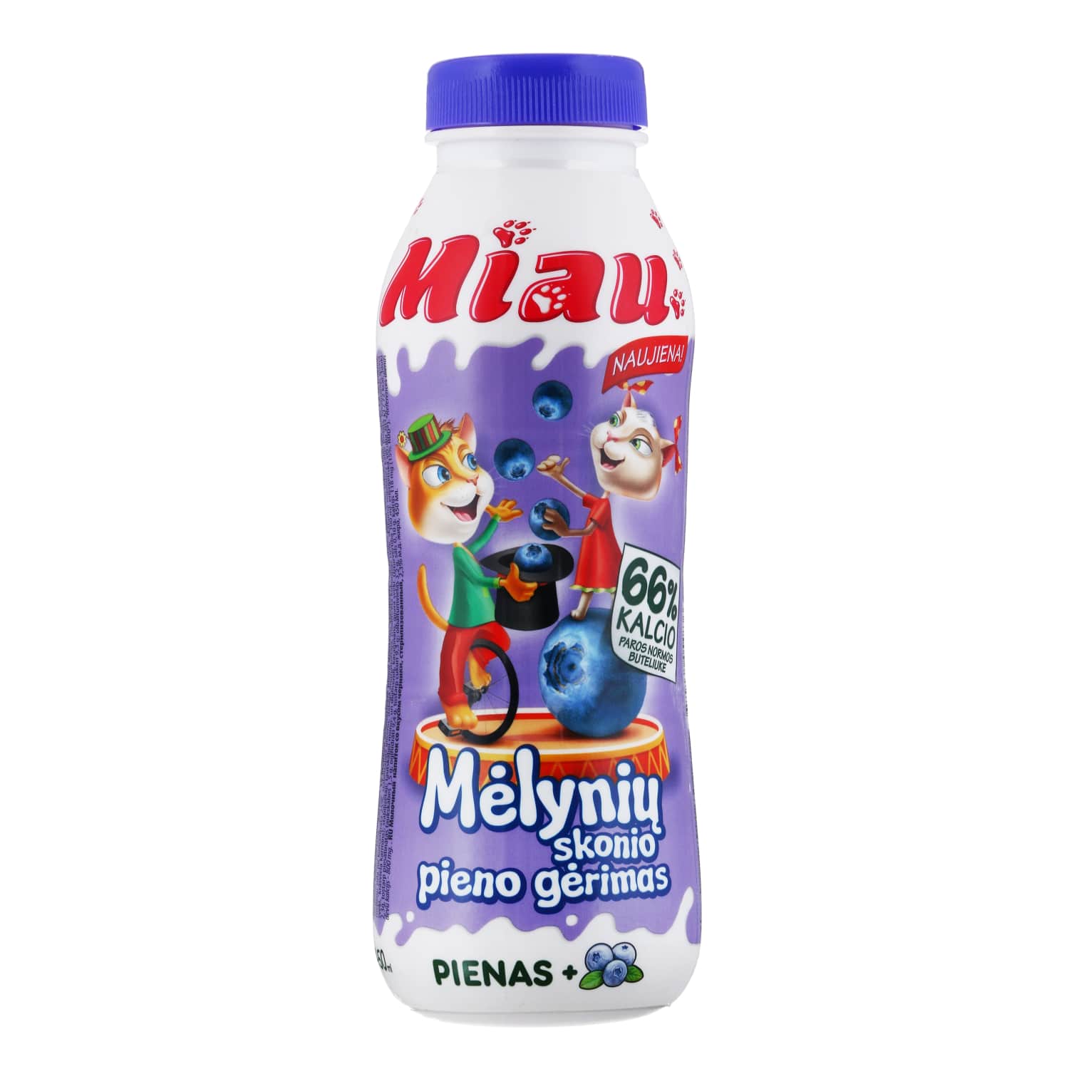 Стерилизованный молочный напиток со вкусом черники MIAU, 450 мл