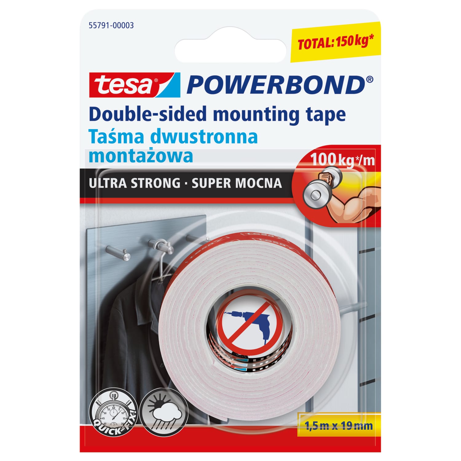 Dvip.lipni juosta TESA POWERB.,1,5mx19mm