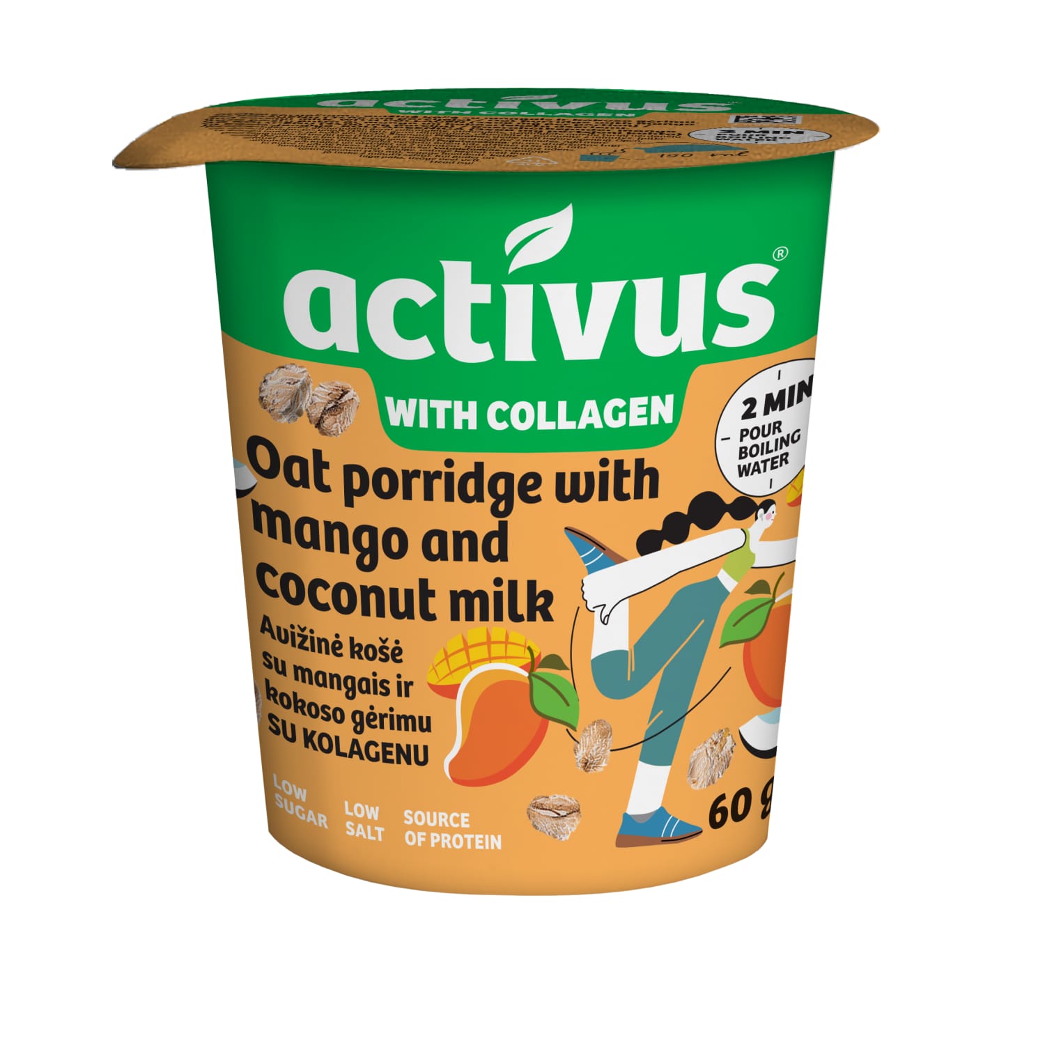Oat porridge ACTIVUS, with mango and coconut, 60 g