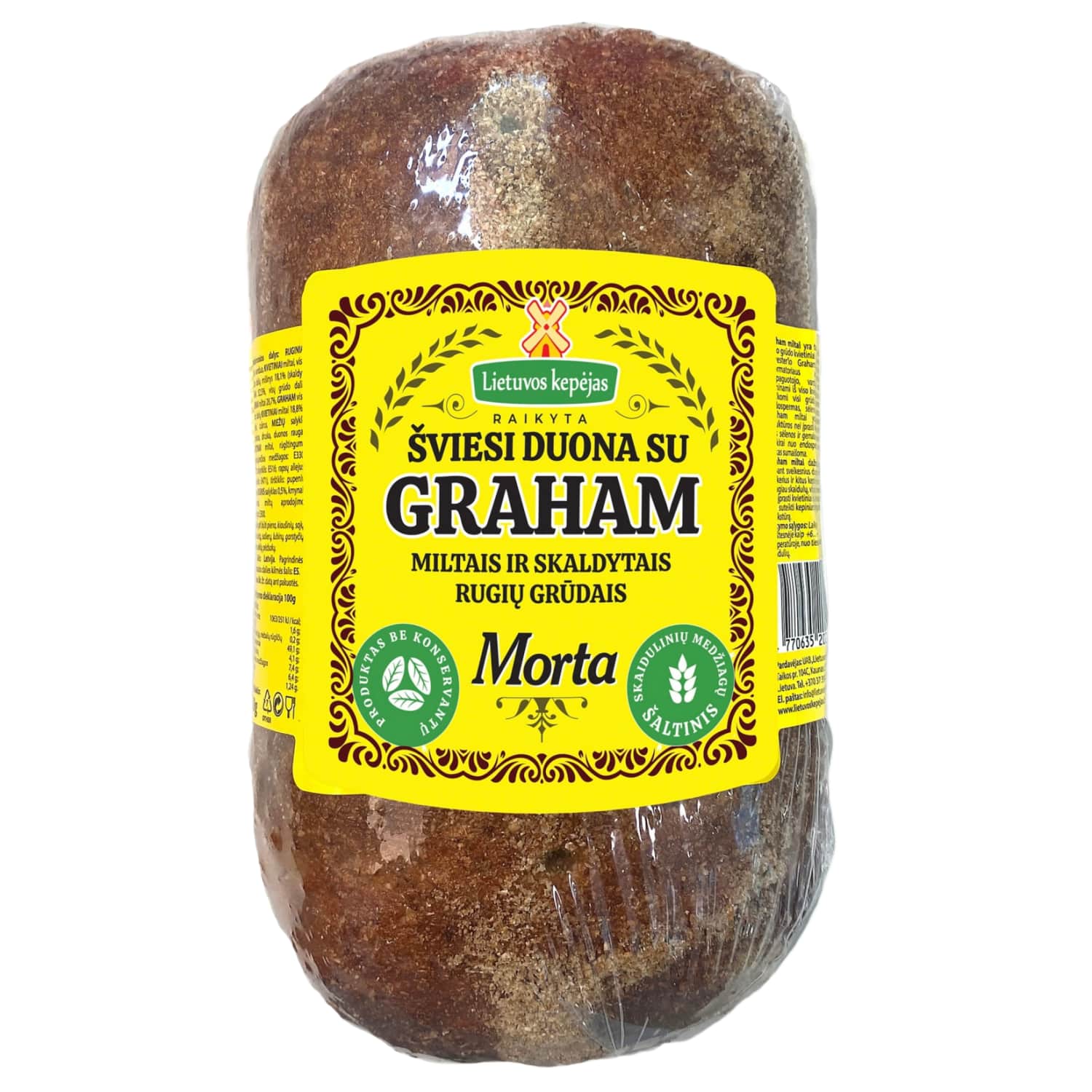 Šviesi duona MORTA su Graham miltais, 450 g