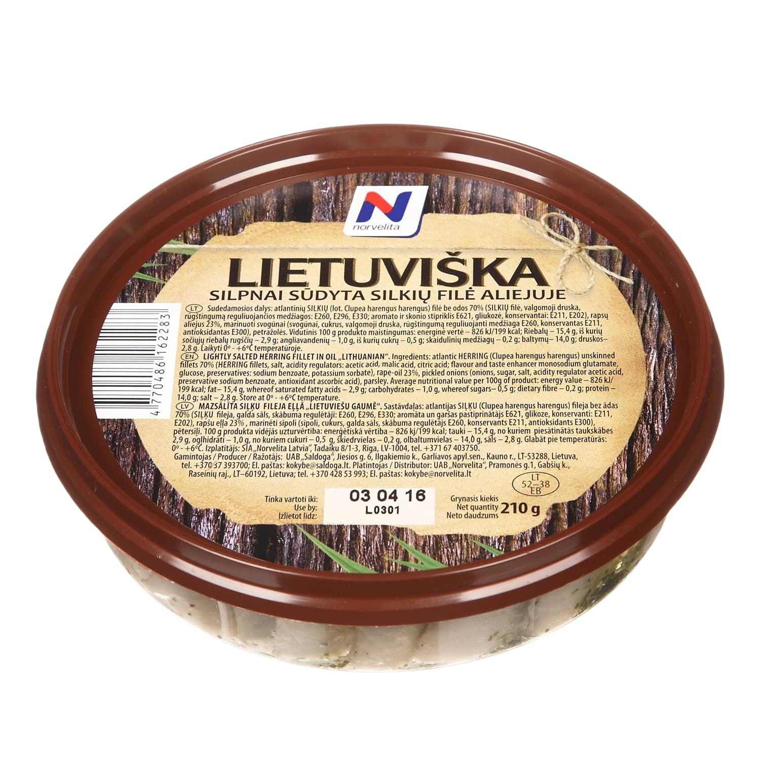 LIETUVIŠKA silkių filė aliej. NORVELITA, 210g