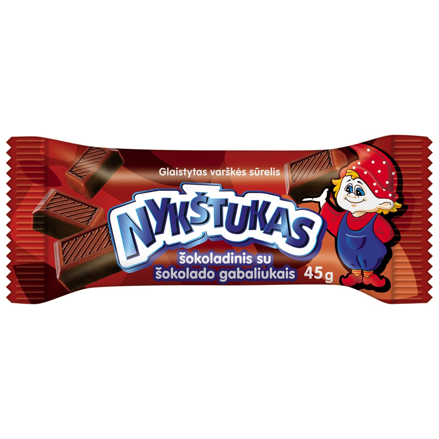 Curd cheese chocolate pieces NYKŠTUKAS, 23,1%,45g