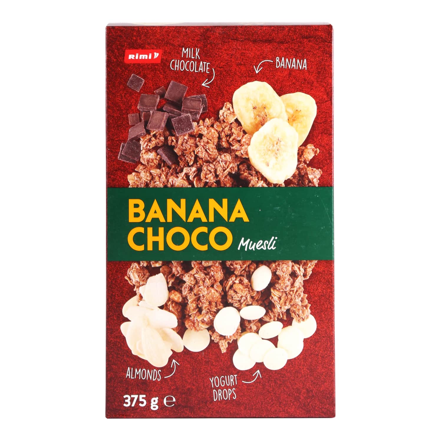 Cereals with chocolate and bananas RIMI, 375 g