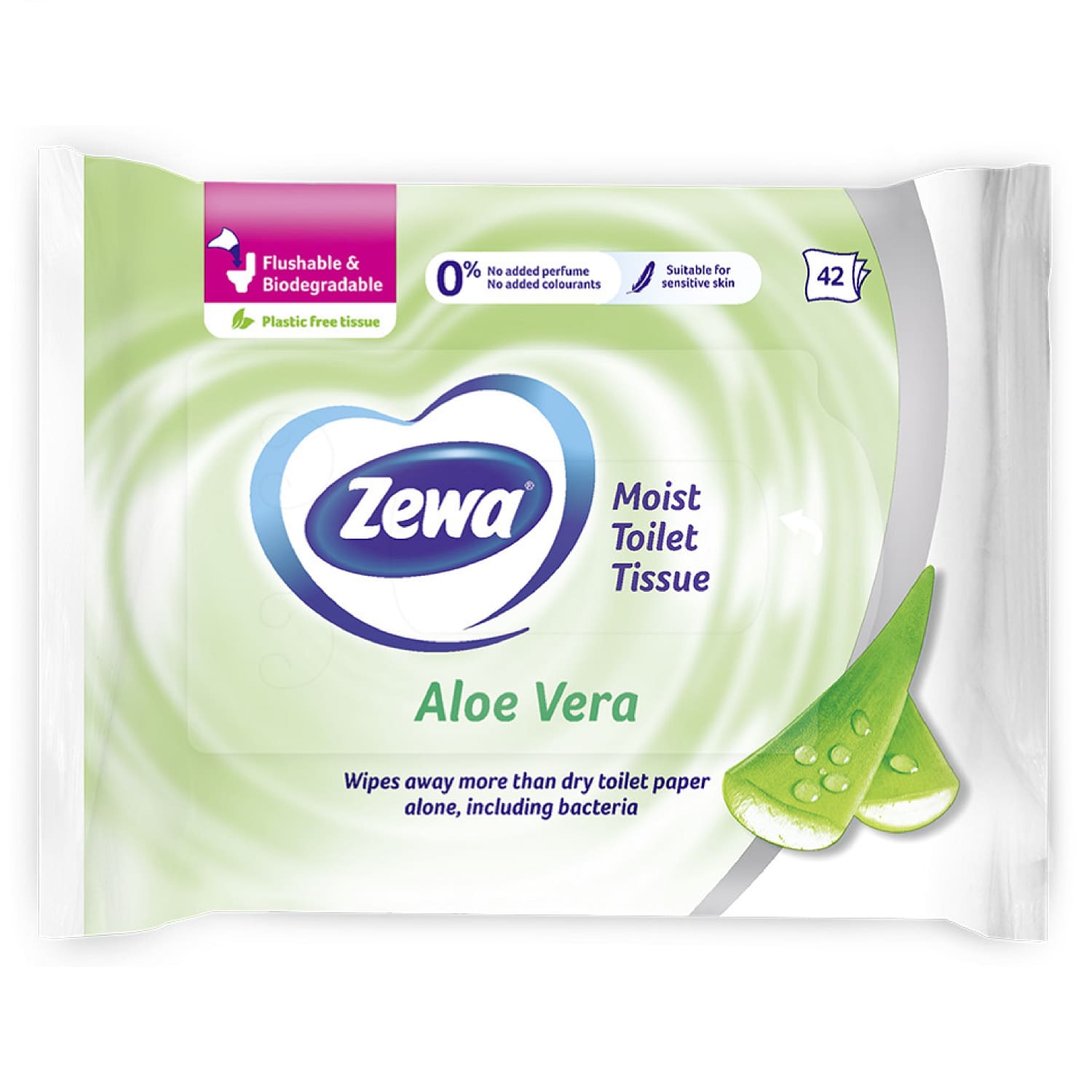 Влажная туалетная бумага ZEWA ALOE VERA, 42 шт.