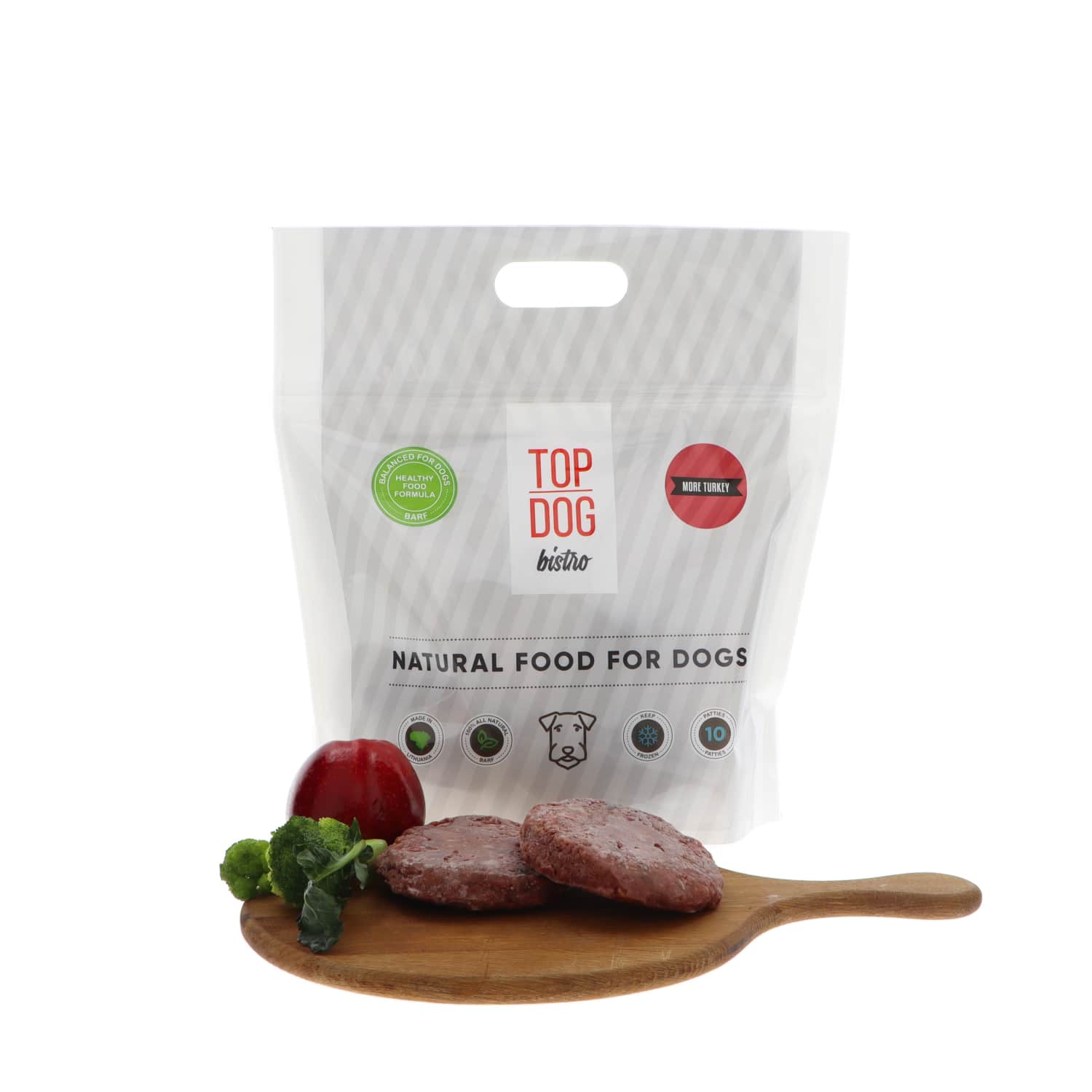 Замороженный корм для собак индейка TOP DOG, 1,6 kg