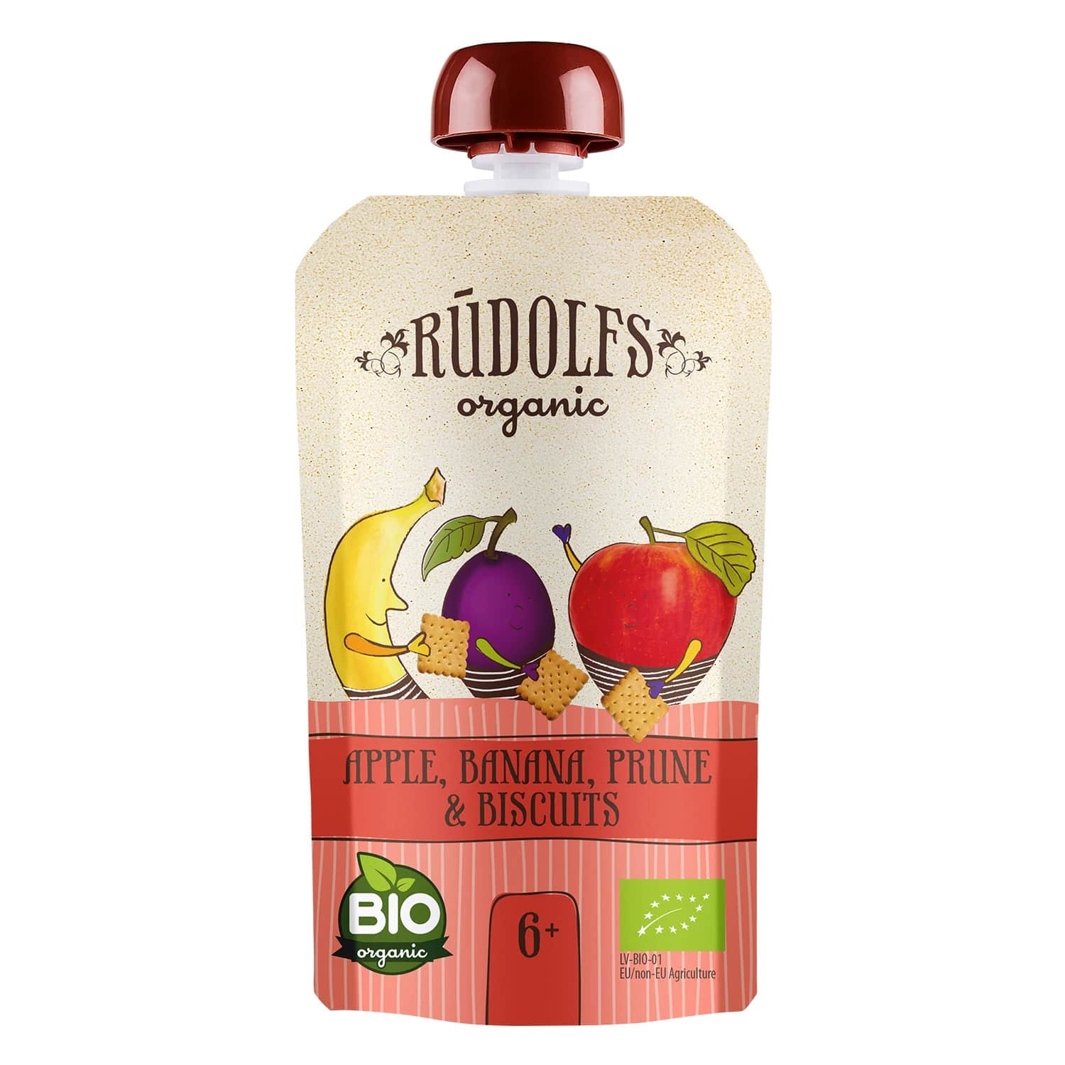 Ekol. фруктовое пюре с печеньем RŪDOLFS, 110 г