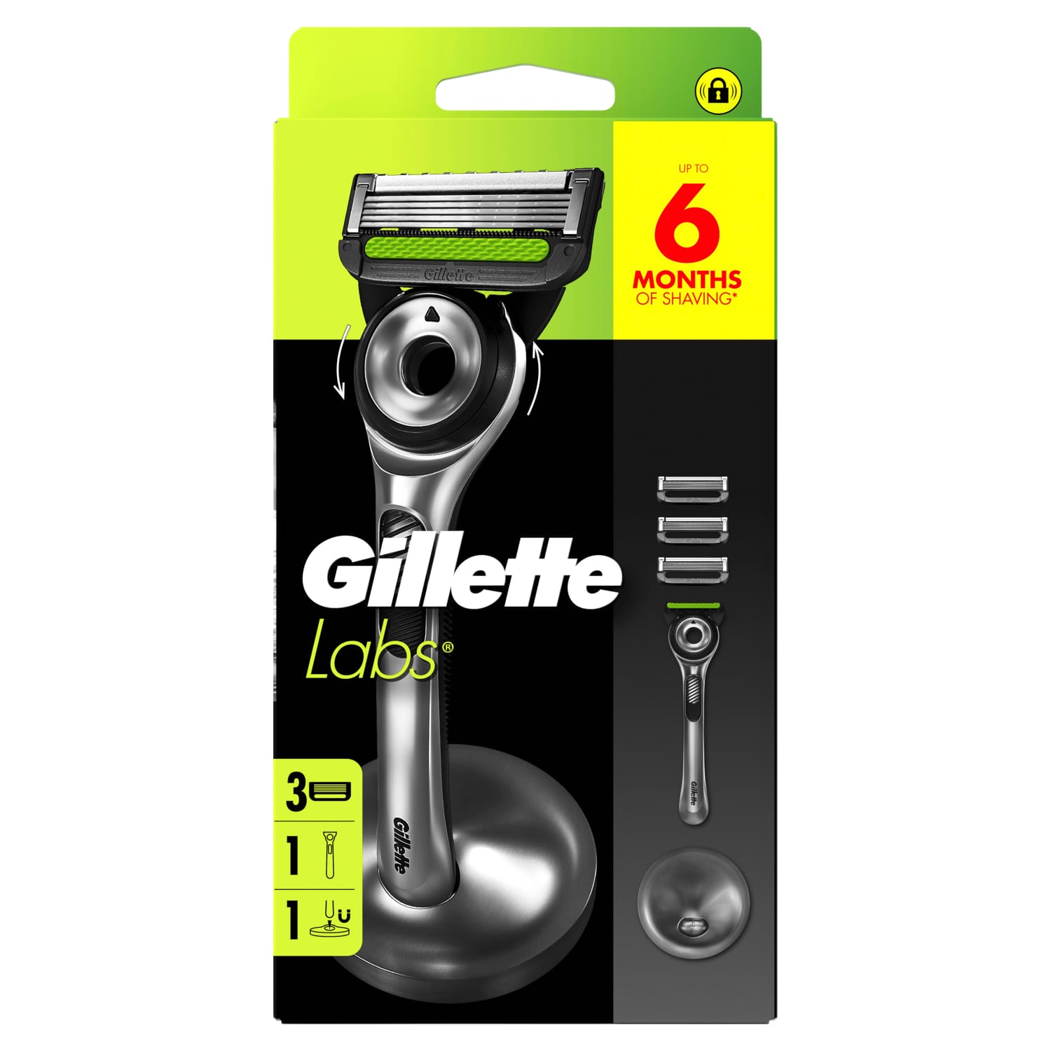 Razor heads GILLETTE LABS with holder, 3 pcs.