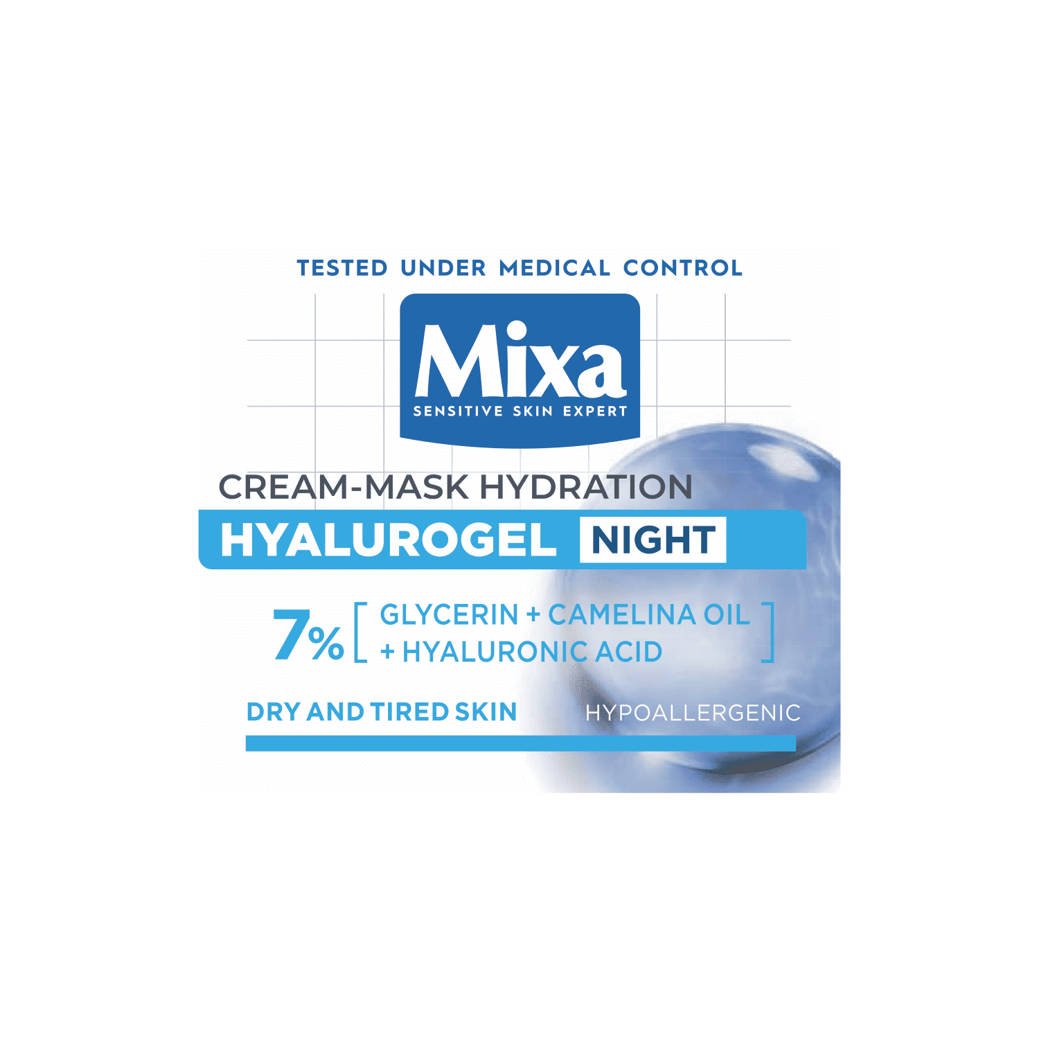 Крем-маска на ночь MIXA HYALUROGEL, 50 мл