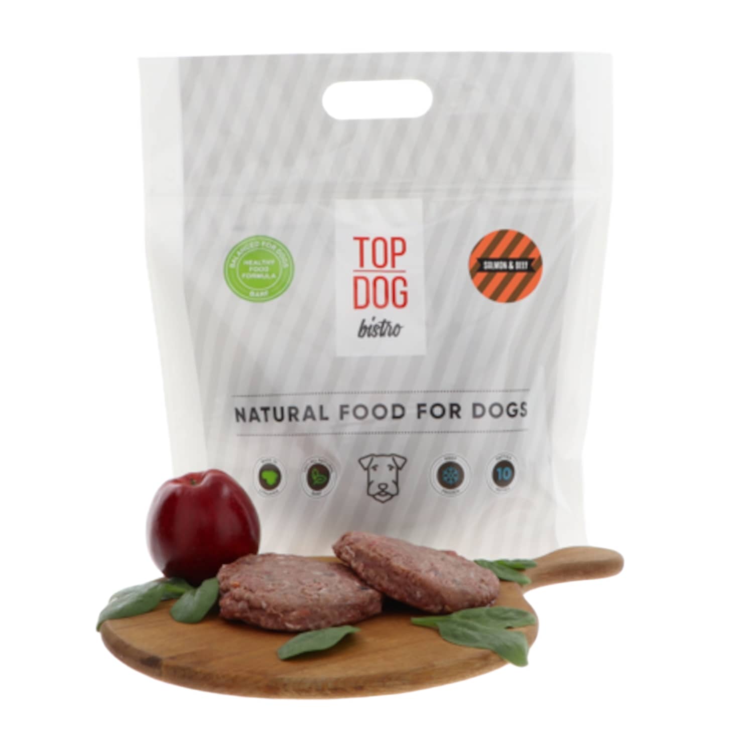 Šunų maistas TOP DOG, su lašiš. jaut., 1,6 kg