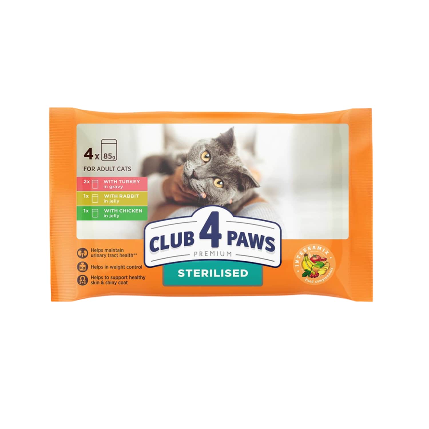 Kačių ėd. kalak., triuš. CLUB 4 PAWS, 4x85 g