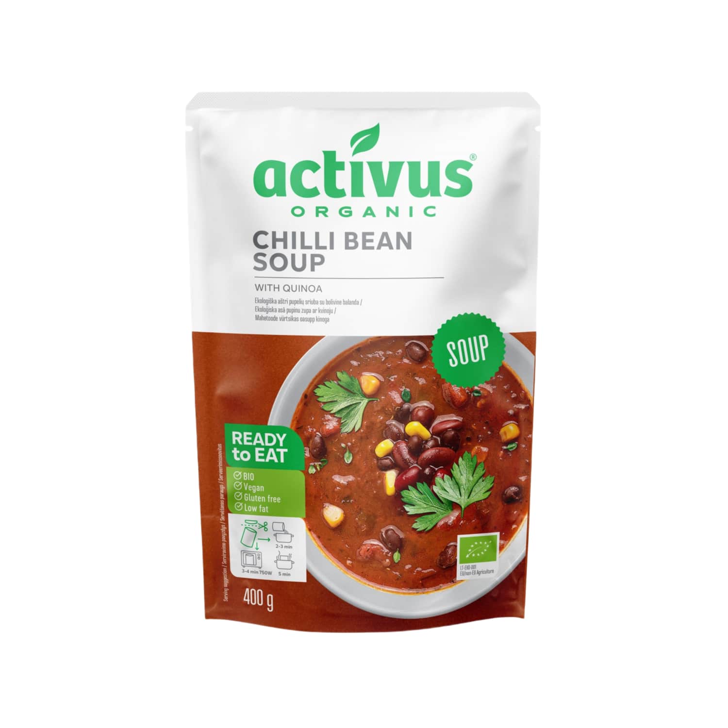Экологический острый овощной фасолевый суп ACTIVUS, 400 г
