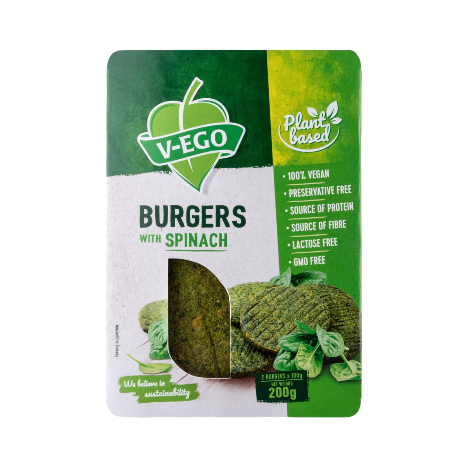 Veggie burgers with spinach V-EGO, frozen, 200 g