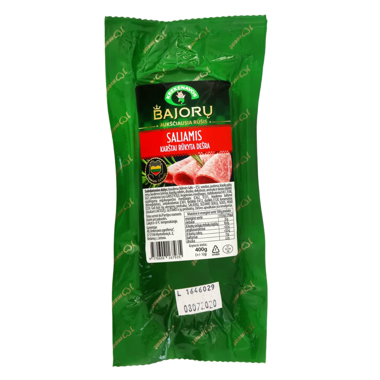 Hot smoked BAJORŲ salami, a.r., 400 g