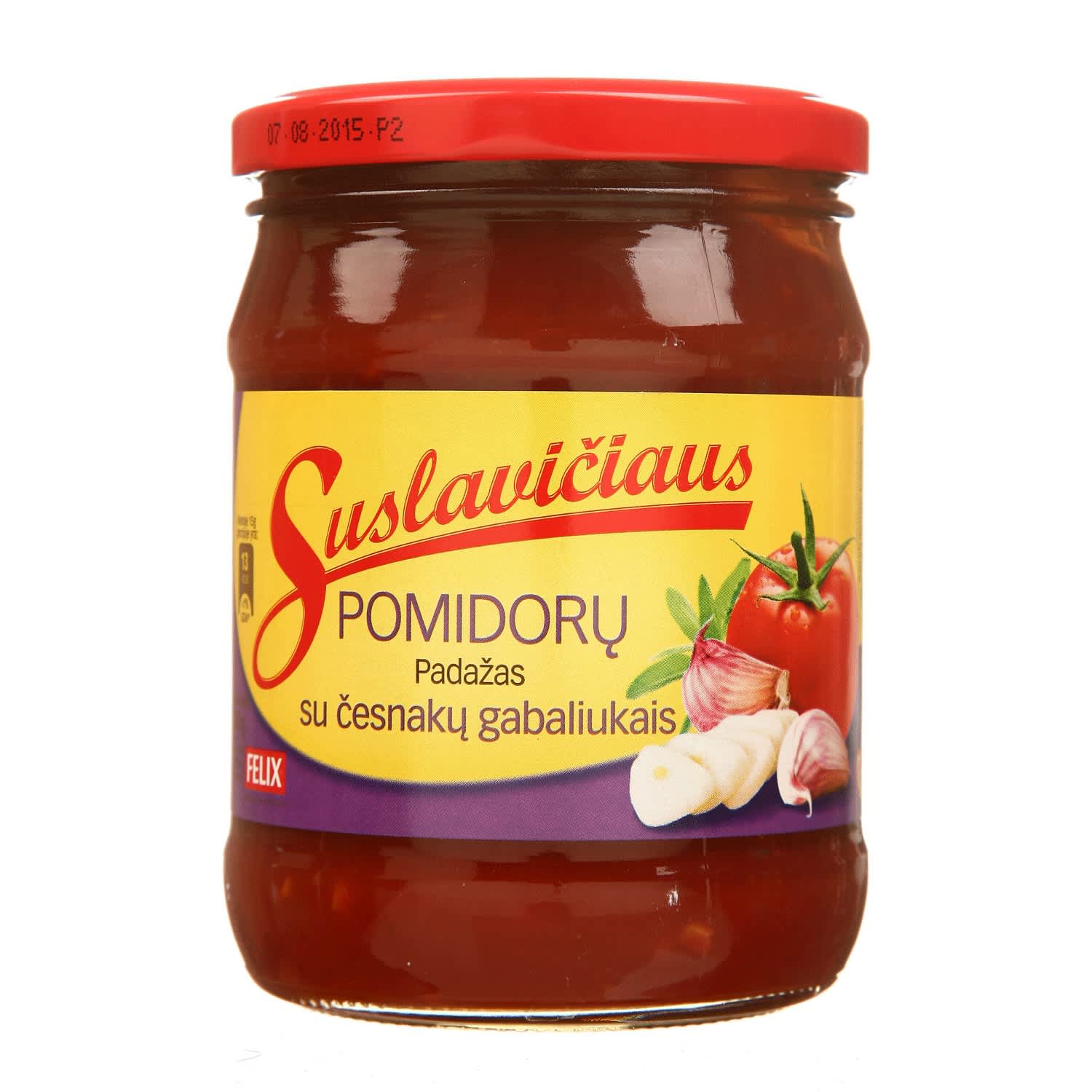Томатный соус SUSLAVIČIAUS с кусочками чеснока, 500г