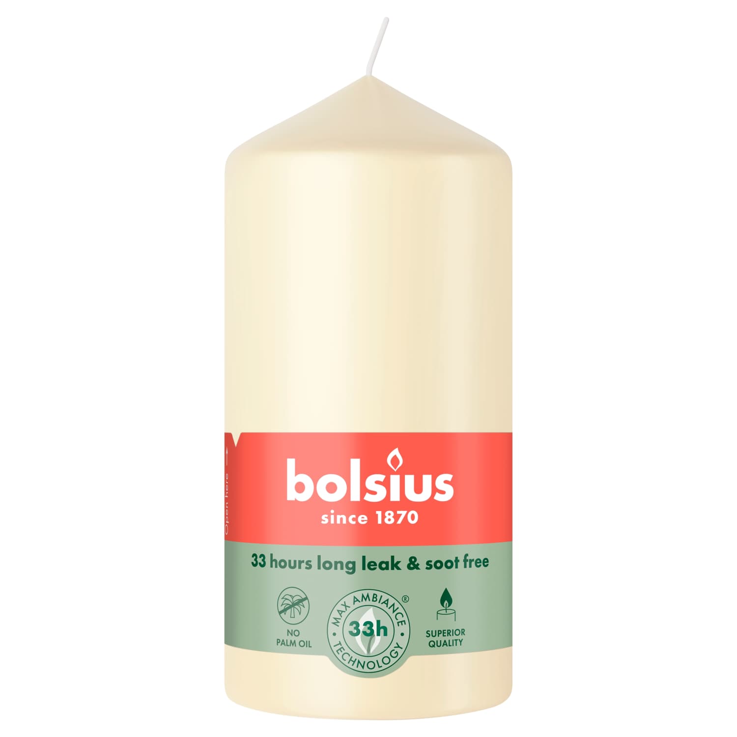 Žvakė BOLSIUS, dramblio kaulo spalv. 120/58mm