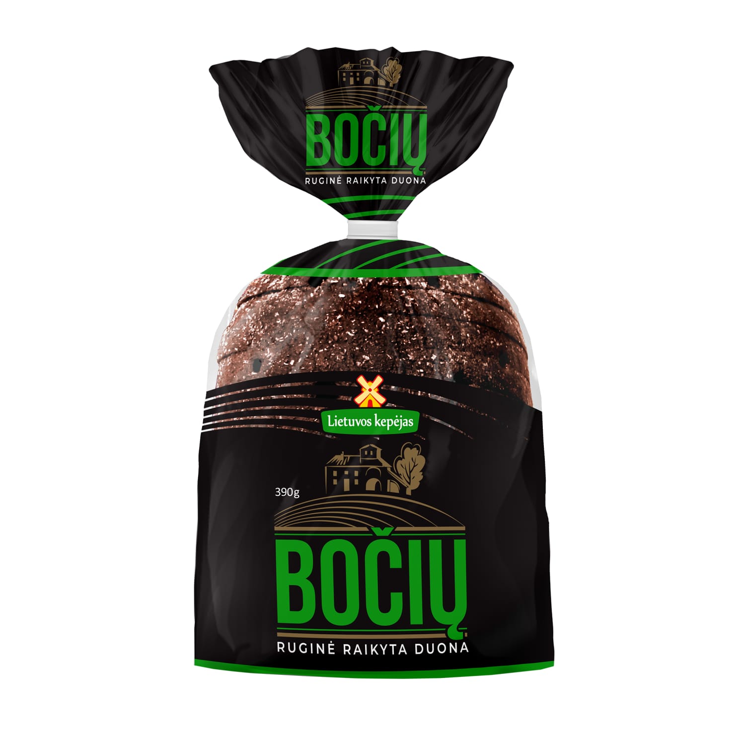 Черный хлеб BOČIŲ LK, нарезанный, 390 г