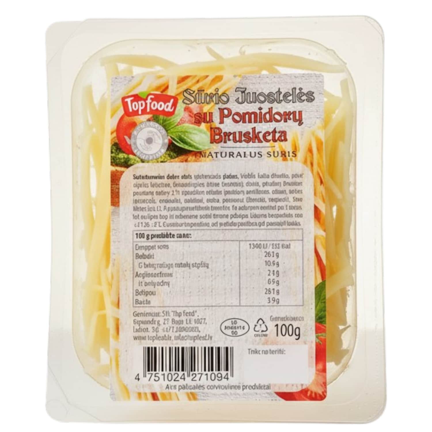 Cheese strips with bruschetta TOP FOOD, 45%, 100 g