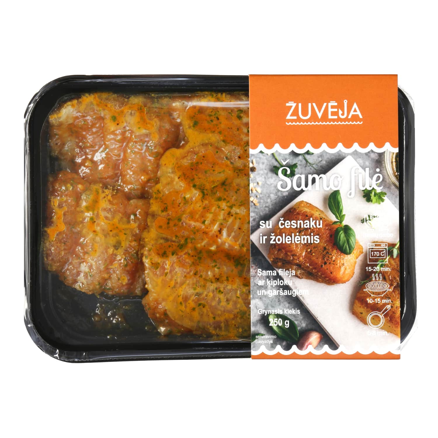 Филе сома с чесноком и травами, 250 г