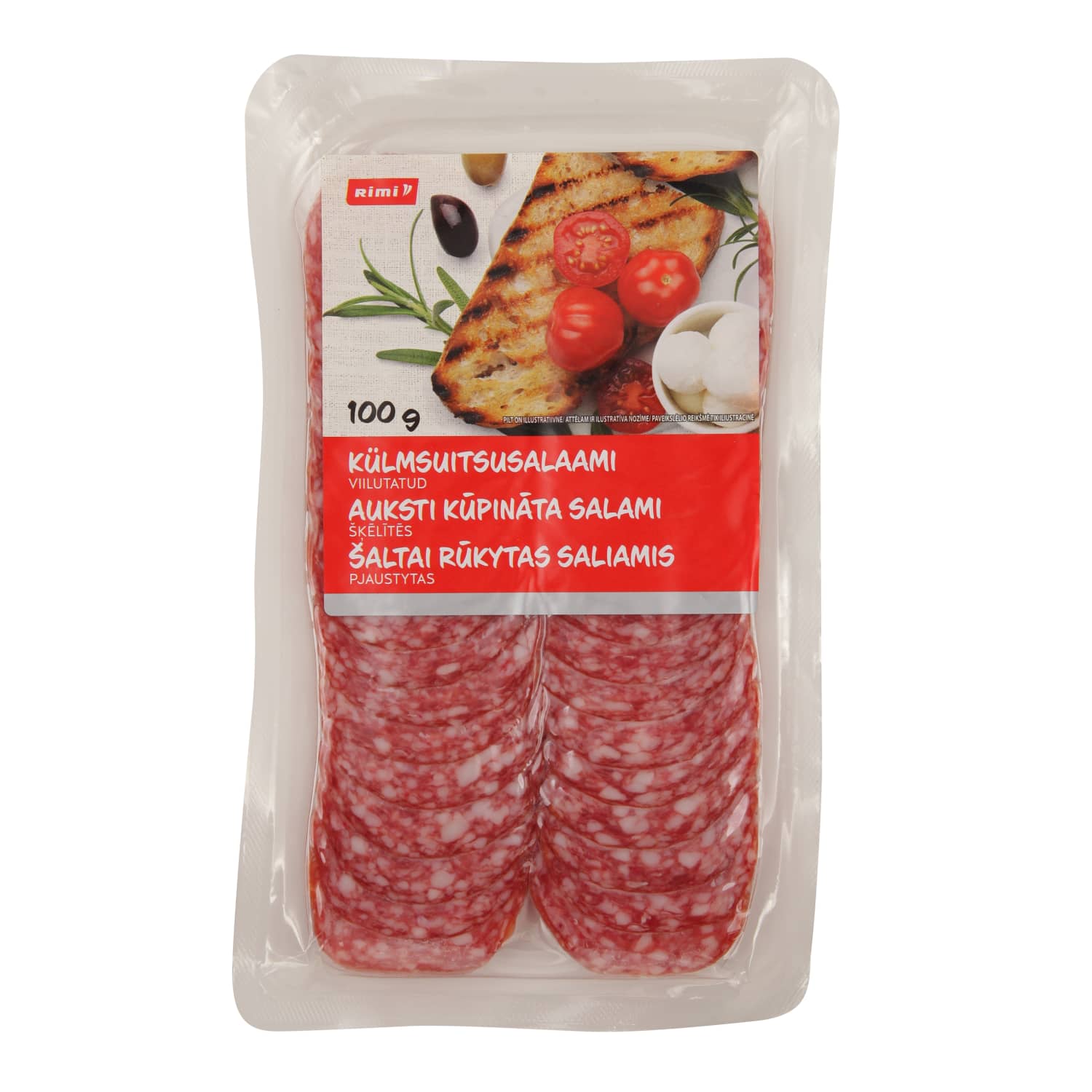 Cold smoked sliced Salami RIMI, 100g
