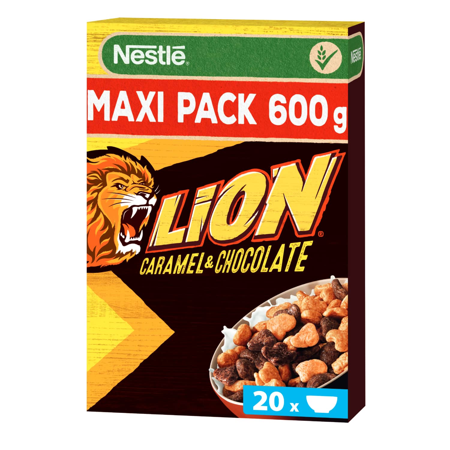 Flakes with chocolate, caramel NESTLE LION, 600 g