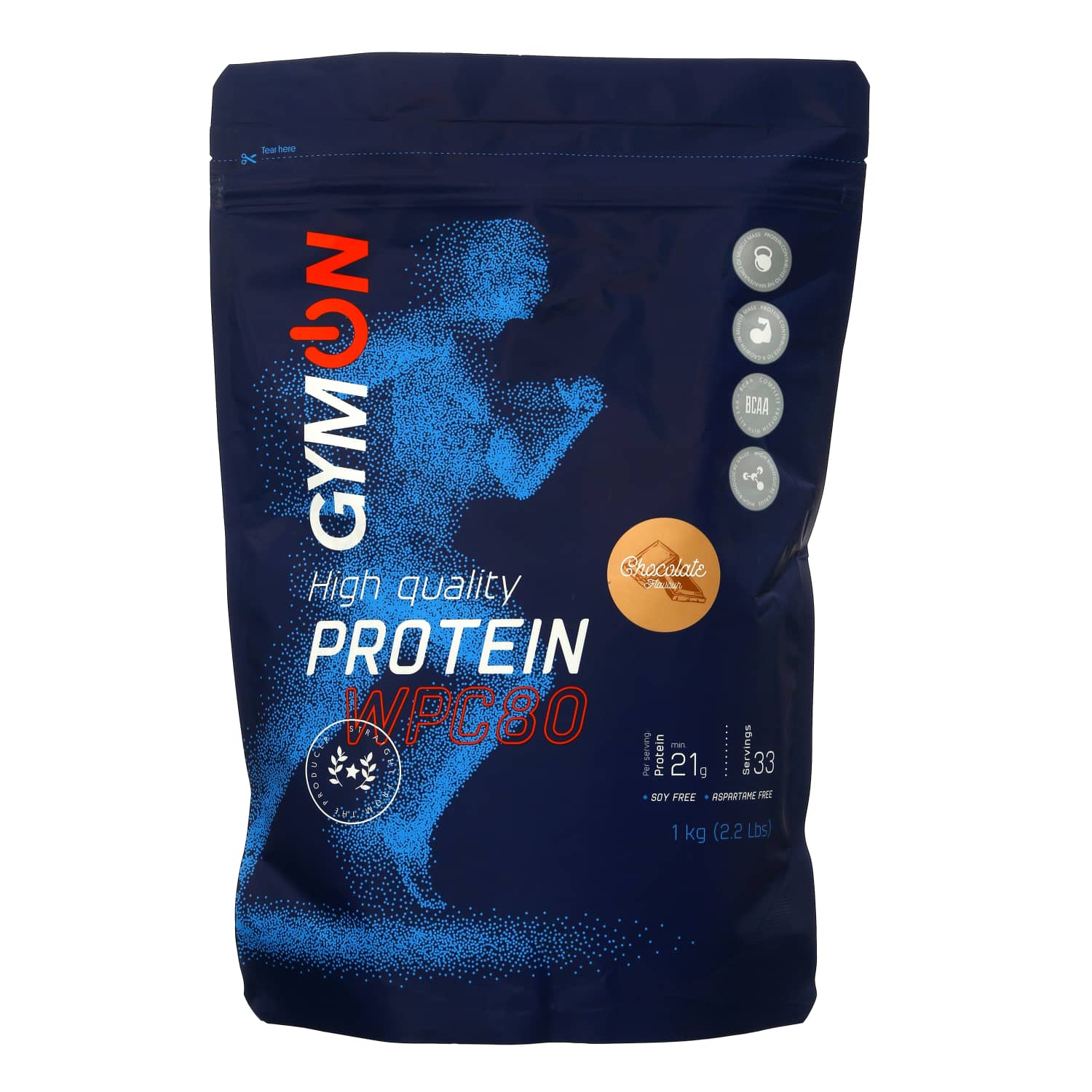 Chocolate flavored whey protein GYMON, 1 kg