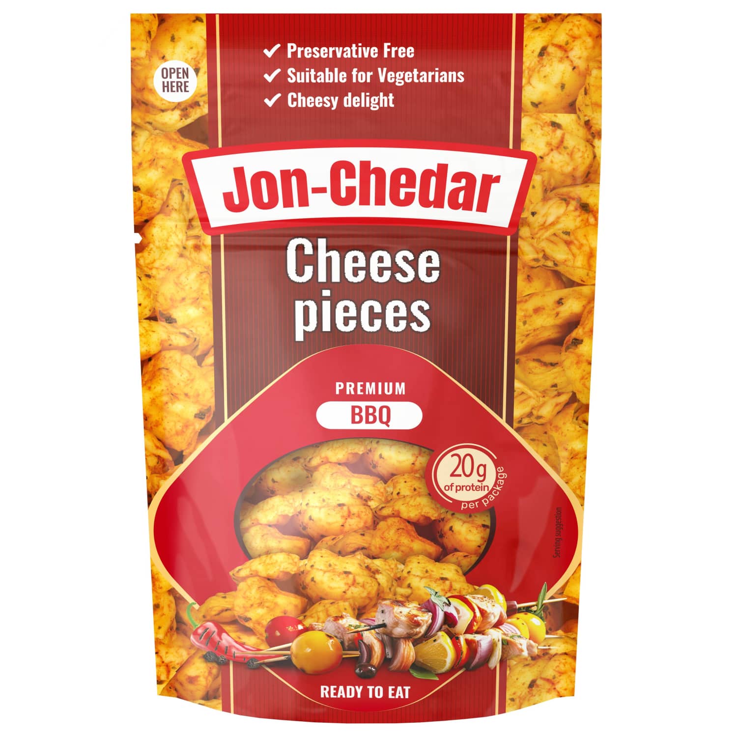 Жареный сыр кусочек JON-CHEDAR BBQ, 43%, 80 г