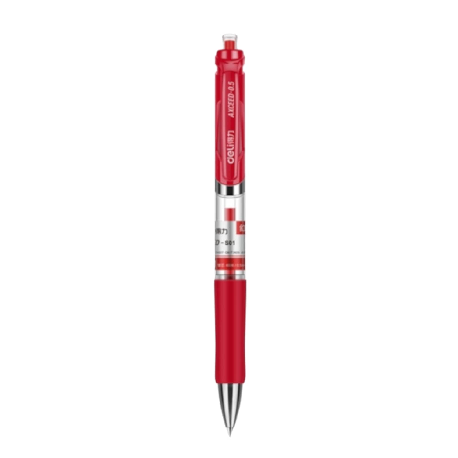 Gelinis rašiklis DELI S01, 0,5 mm,  raudonas