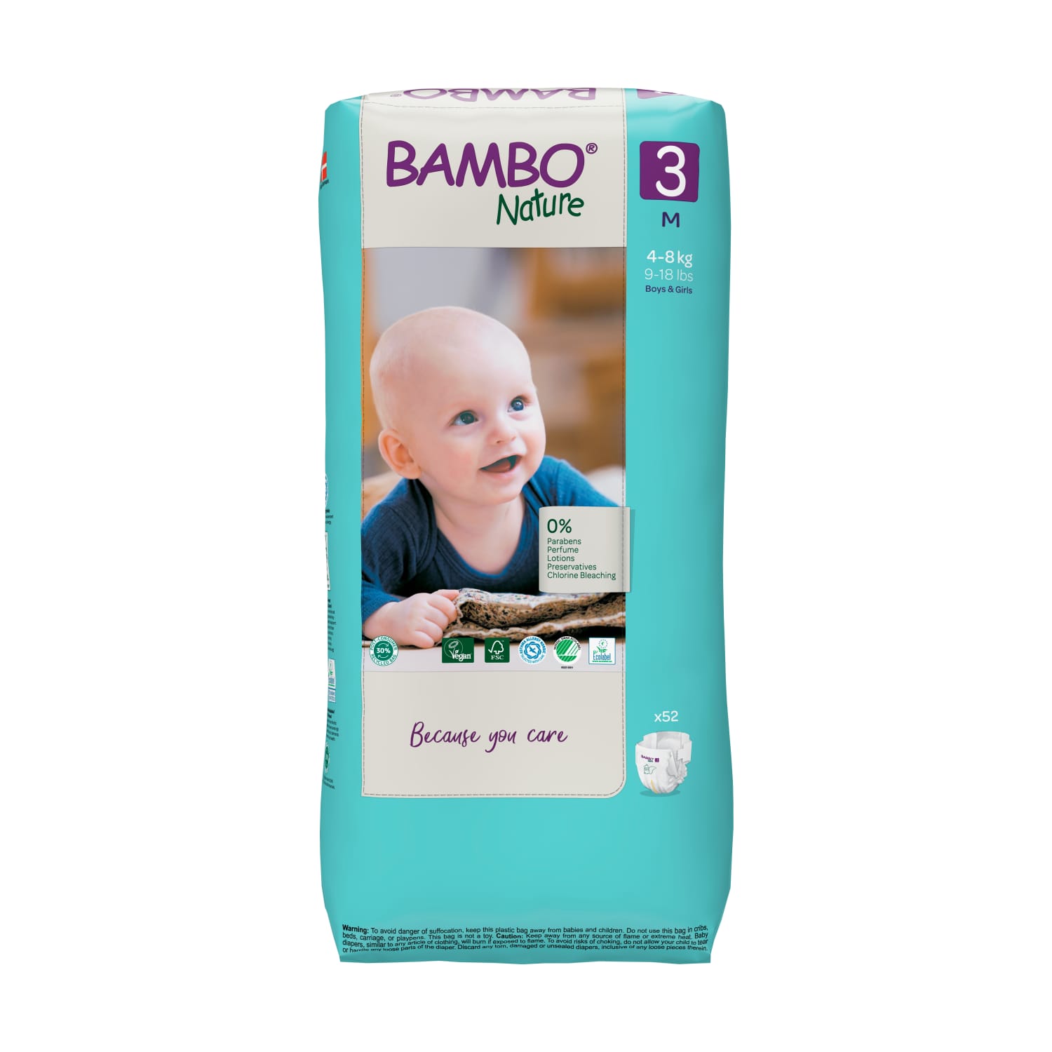 Sauskelnės BAMBO 3 4-8 kg, 52 vnt
