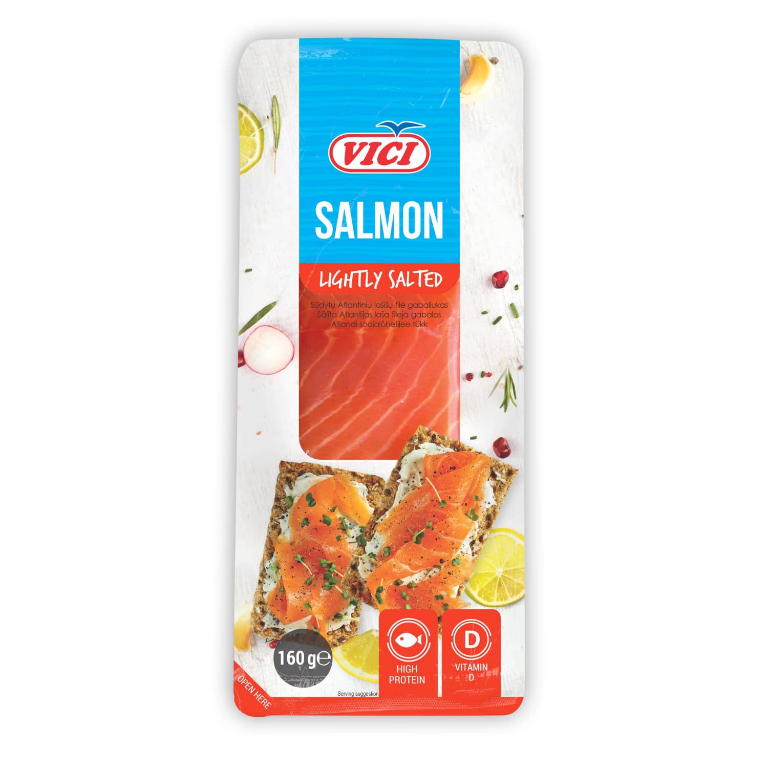 Соленое филе лосося VIČI, кусок с кожей, 160 г