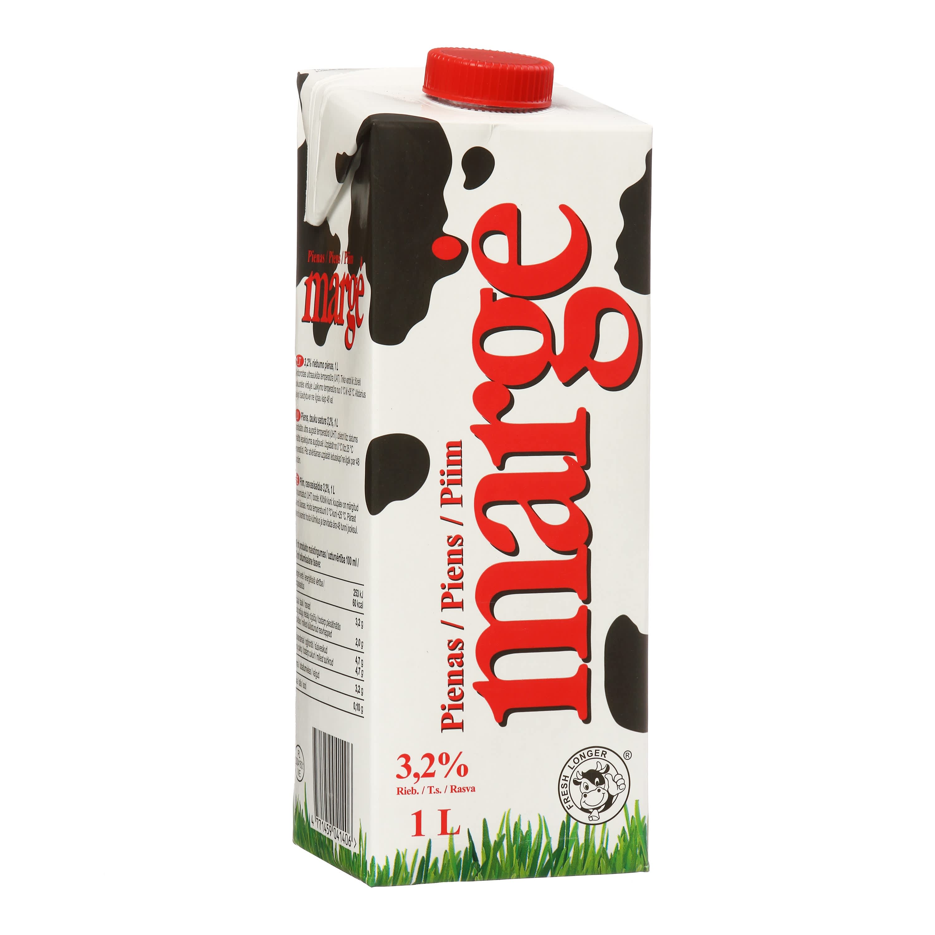 Milk MARGĖ, UHT, 3.2% fat, 1 l
