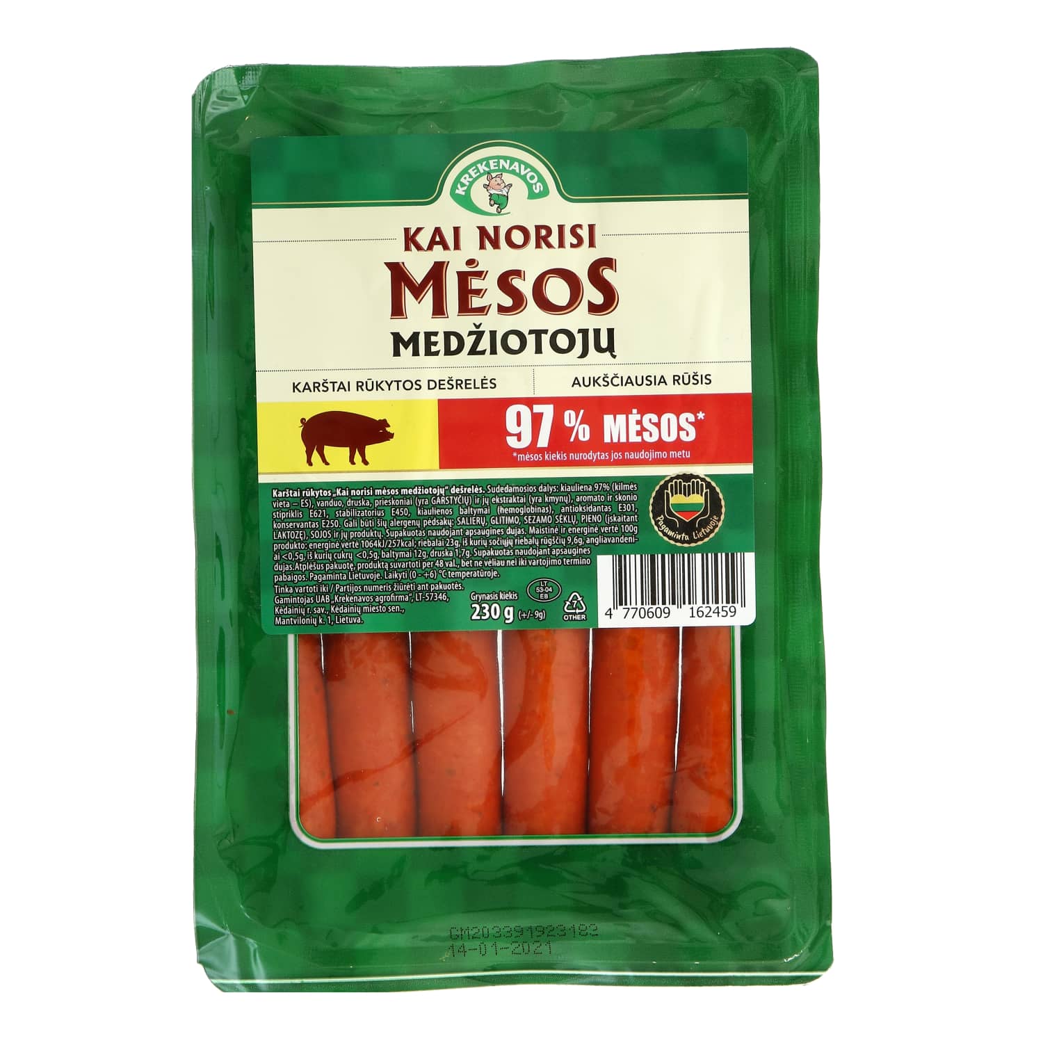 K.r. meat sausages KAI NORISI MĖSOS, a.r., 230g