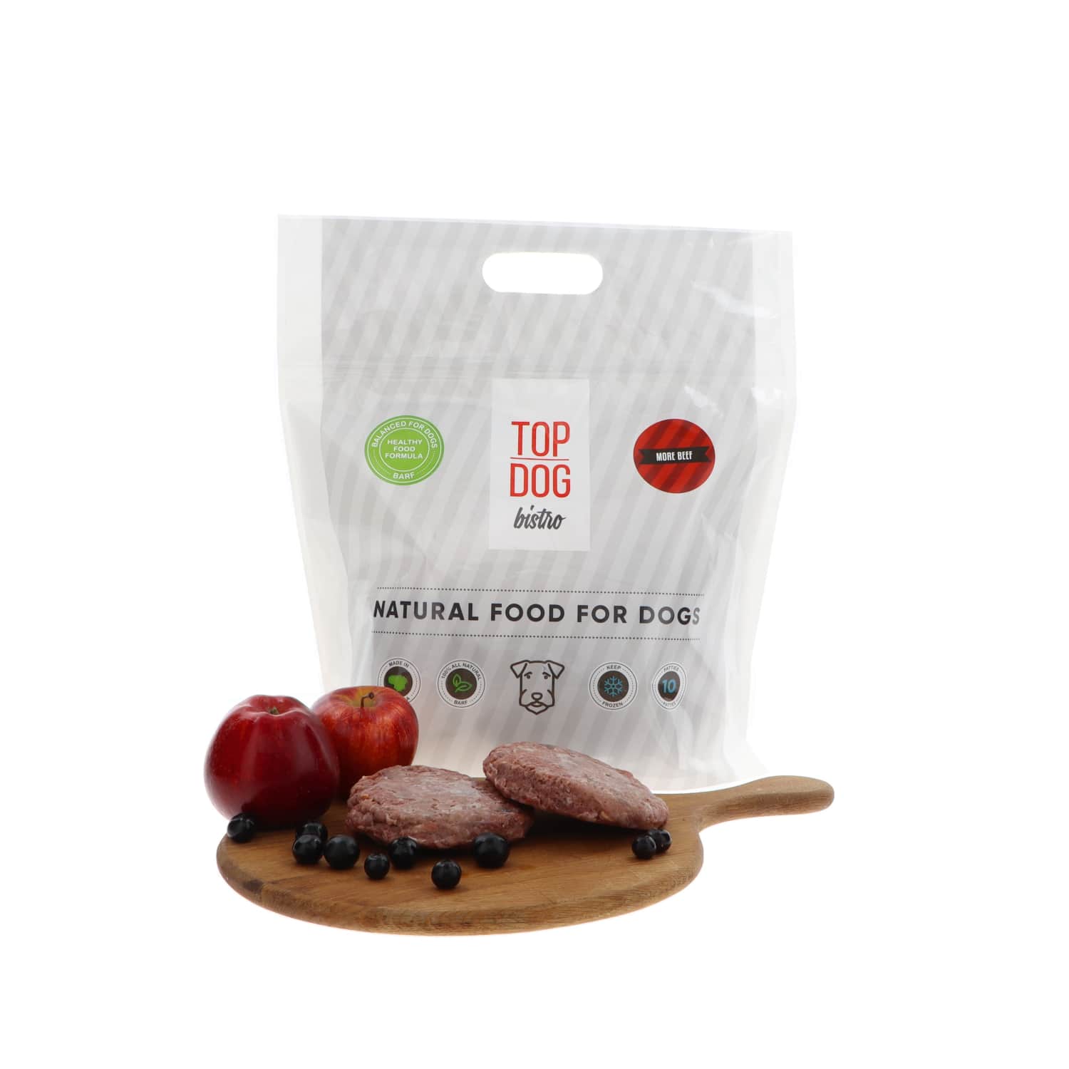 Замороженный корм для собак говядина TOP DOG, 1,6 kg