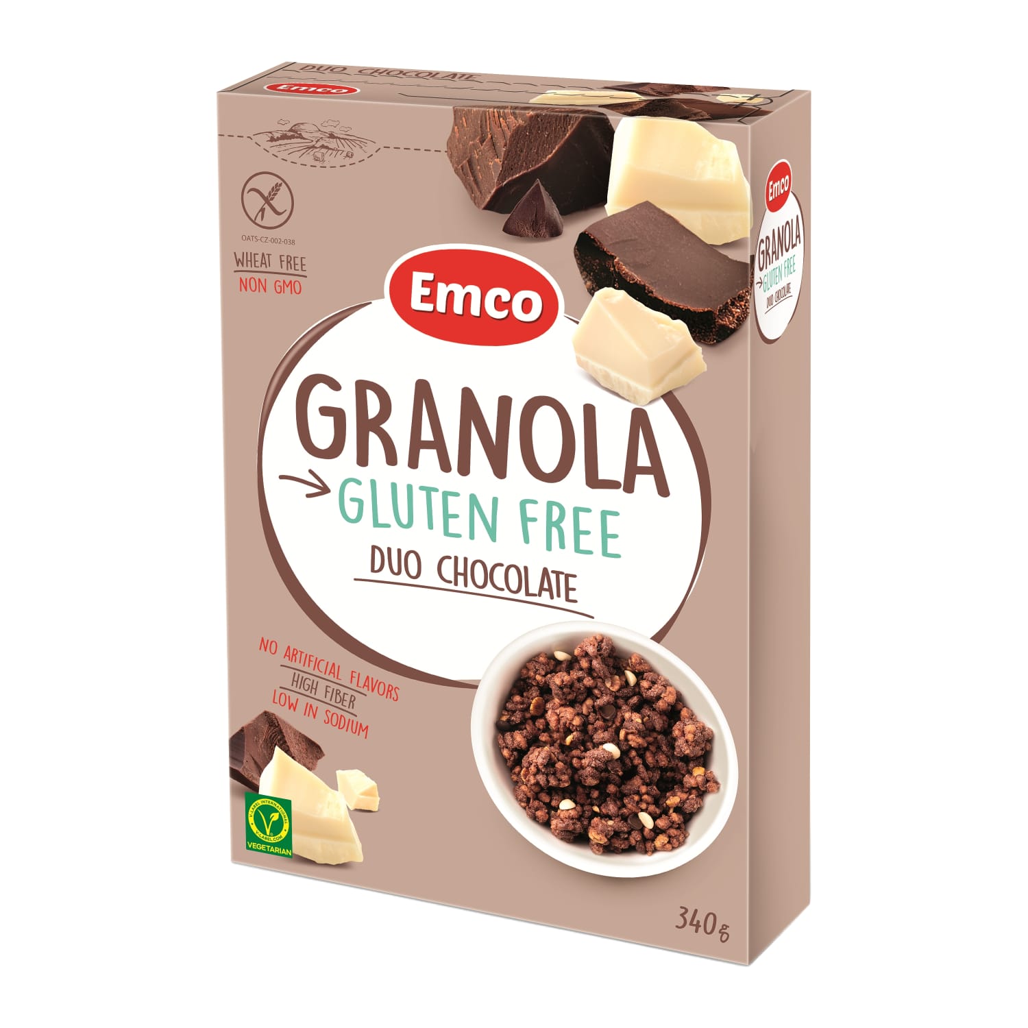 Cereal with chocolate and almonds EMCO, gluten free, 340 g