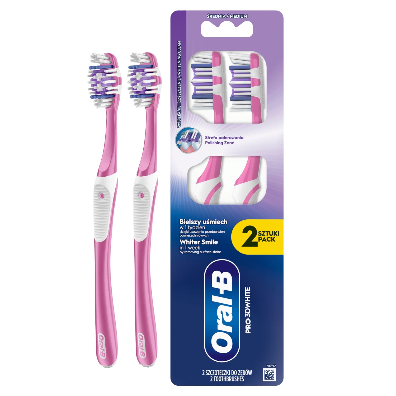 Dantų šepetėlis ORAL B PRO-3 DWHITE, 2 vnt.
