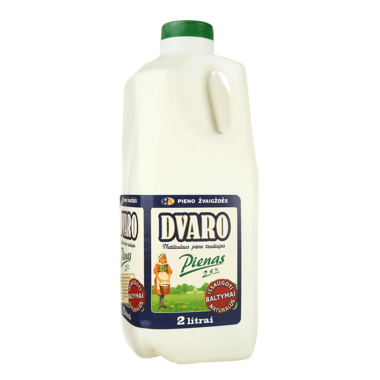 DVARO молоко, 2,5 % жира, 2 л