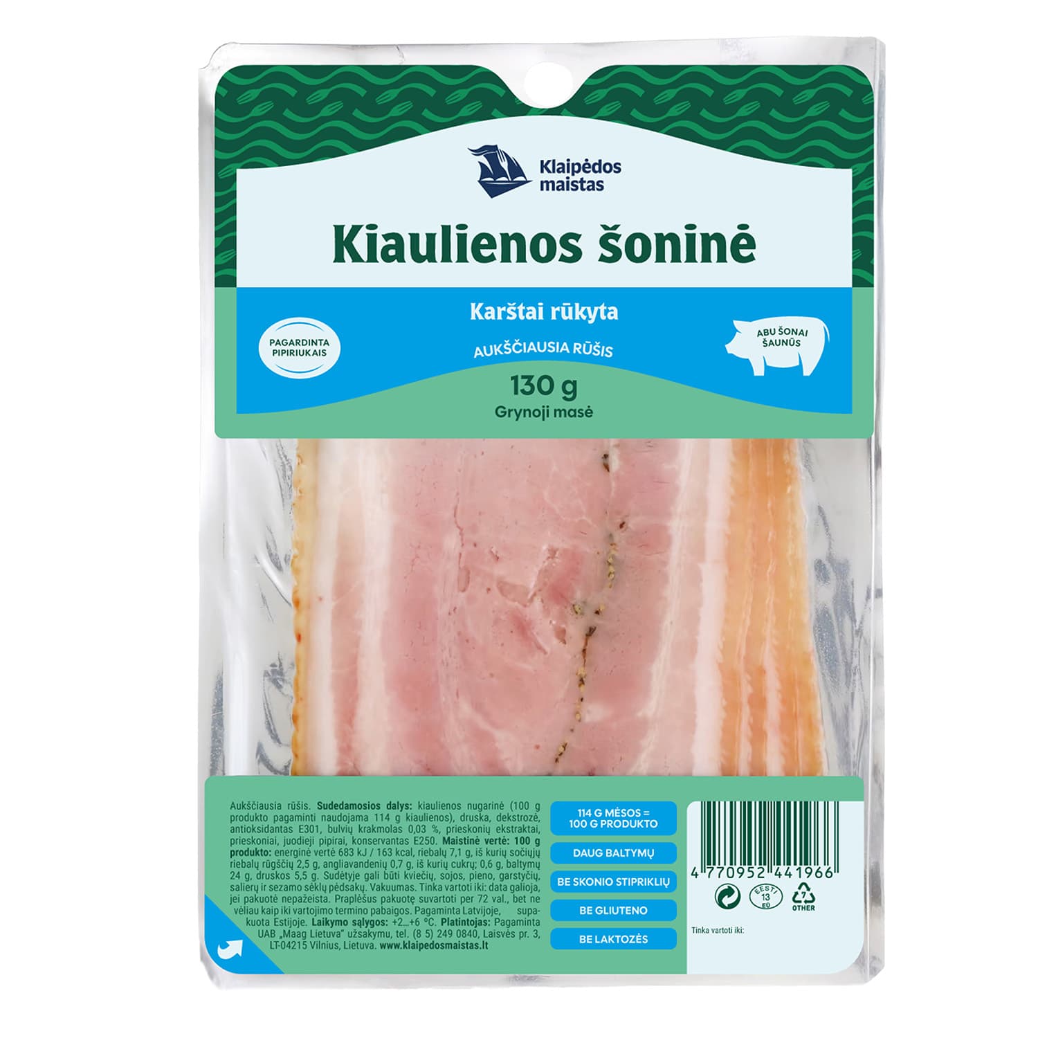 K.r. pork belly KLAIPĖDOS A.r., 130 g