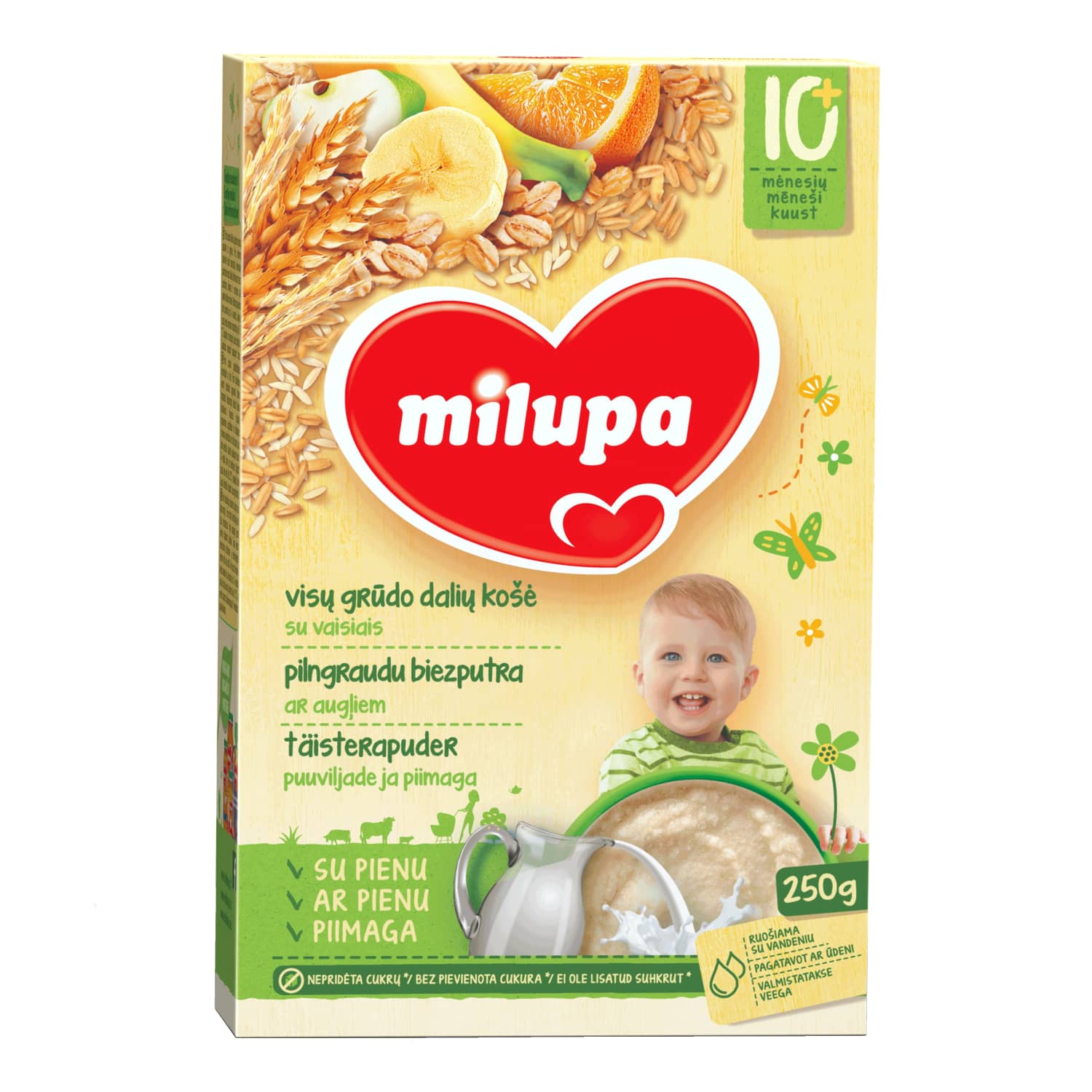 Whole grain porridge with fruits MILUPA, 250 g