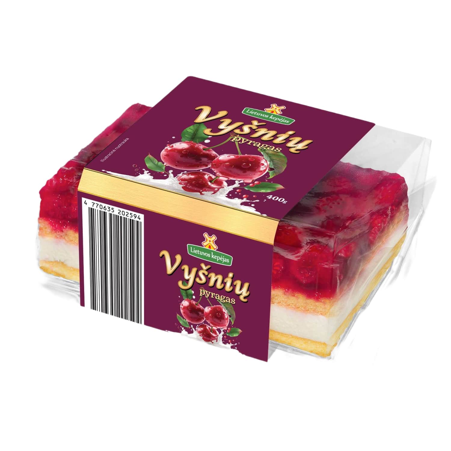 Atitirpintas vyšnių pyragas, 400 g